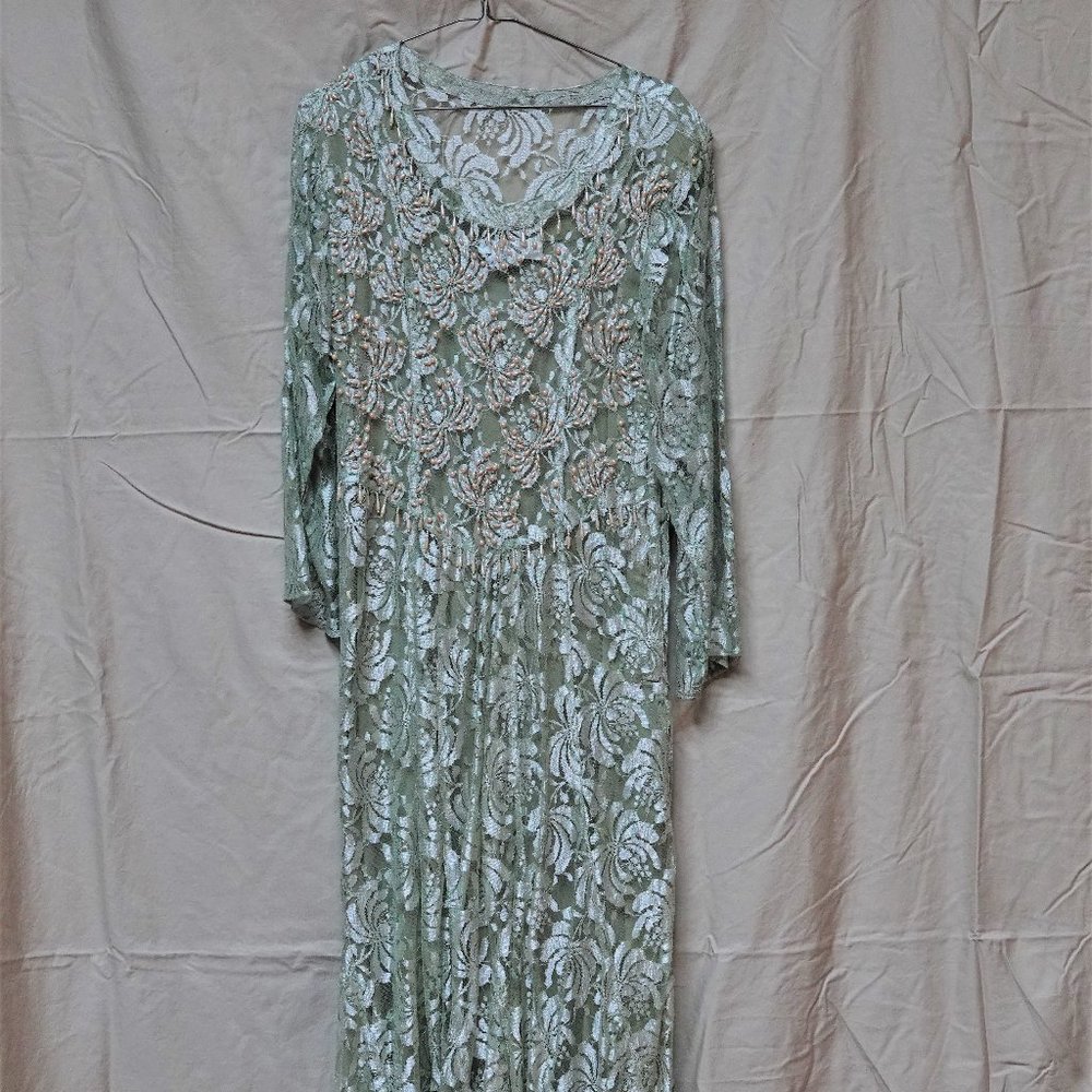 Full length lace and beaded gown